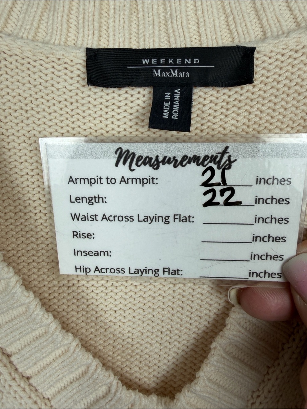 Weekend MaxMara Crusca NWOT Ivory Knit V-Neck Vest W/Blue & Brown Pattern. Small - Picture 4 of 16